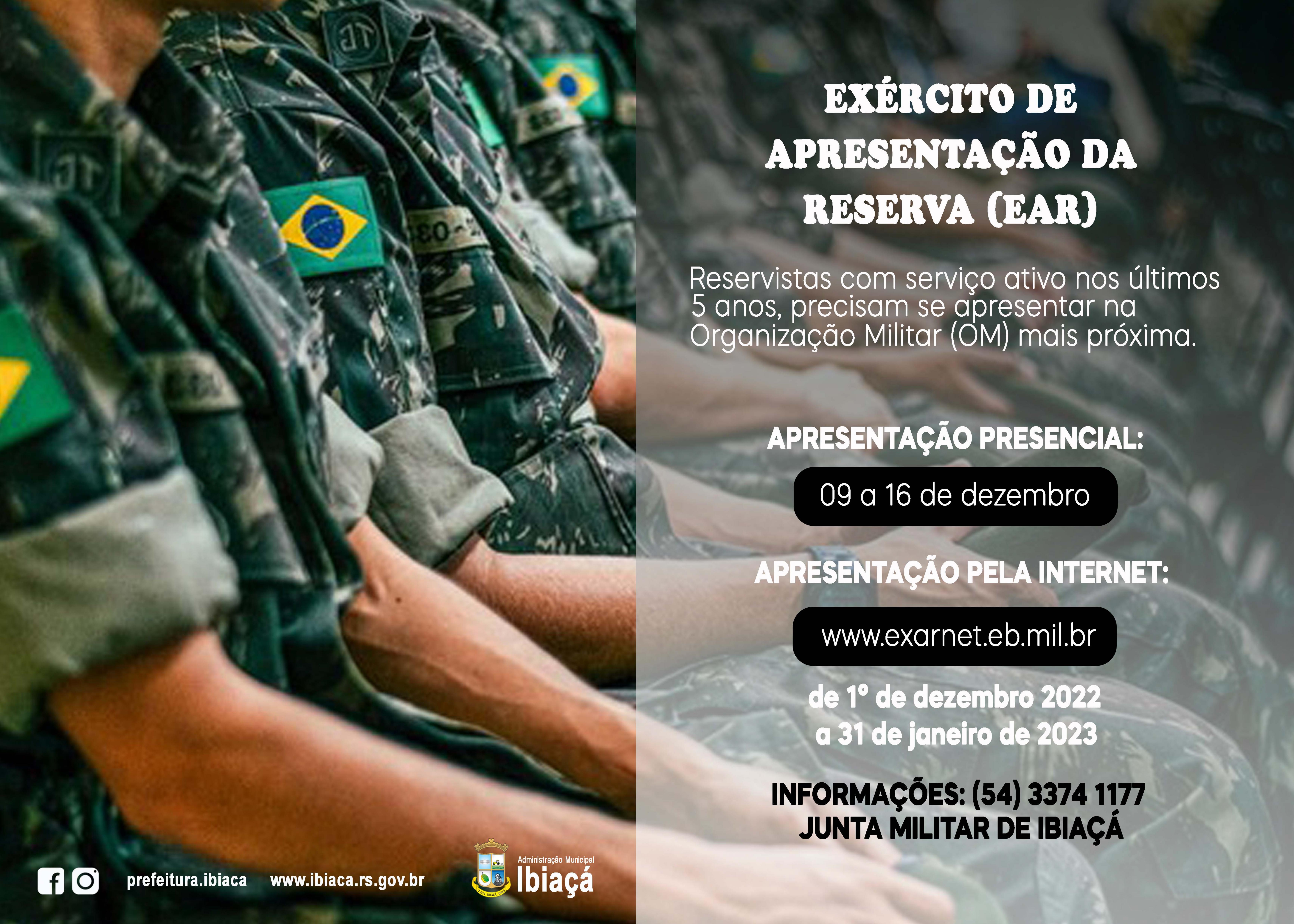 Junta Militar convoca reservistas para Exar 2020 – Prefeitura de
